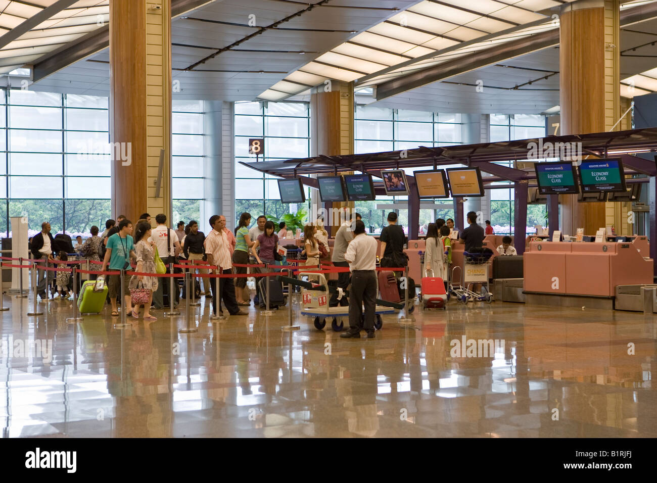 Departures Hall of the Changi Airport, Singapore, Southeast Asia Stock Photo