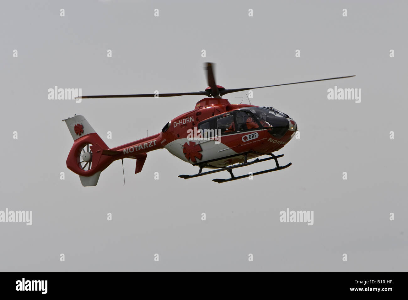 Paramedic helicopter in action Stock Photo