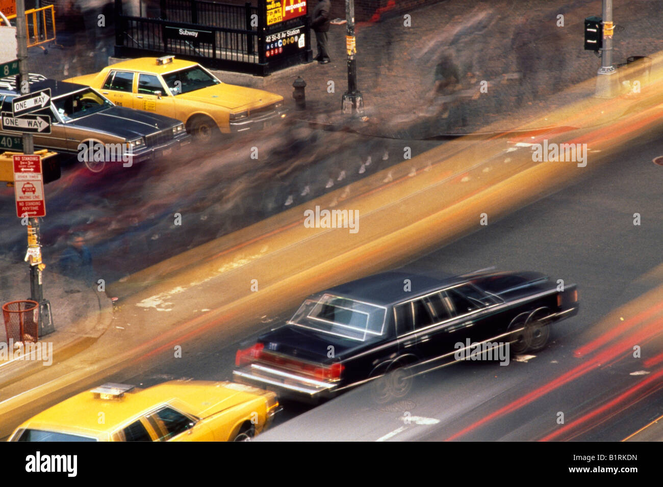 Taxi, Times Square, Manhattan, New York, US Stock Photo