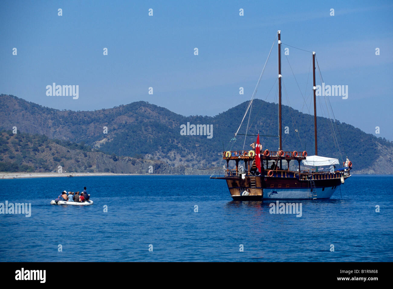 Boat tour, Olympos, Lycian coast, Turkish Riviera, Turkey Stock Photo