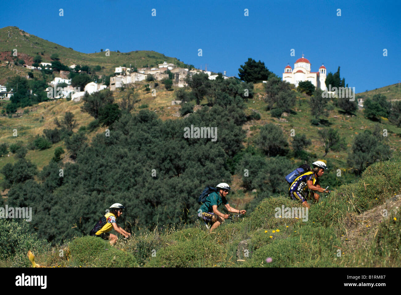 Mountainbiking, Lassithi Highlands, Crete, Greece Stock Photo