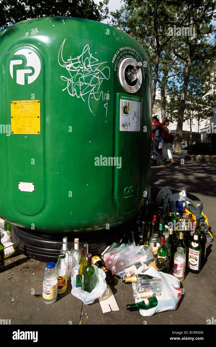 Glass recycle container, Sacre Coeur, Paris, France Stock Photo