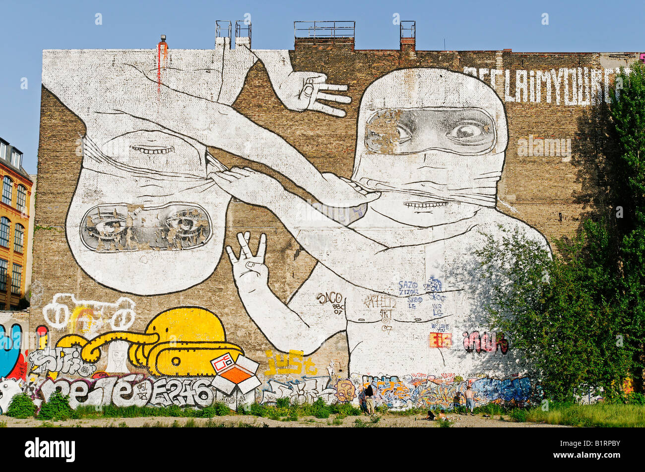Brownfields or abandoned industrial premises with graffiti, Friedrichshain-Kreuzberg, Berlin, Germany, Europe Stock Photo