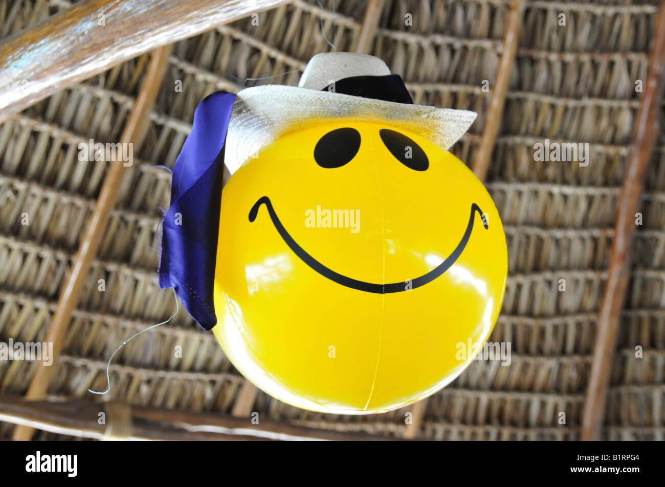 Smiley face balloon, Yulu San Juan, Rio Dulce, Guatemala, Central America Stock Photo