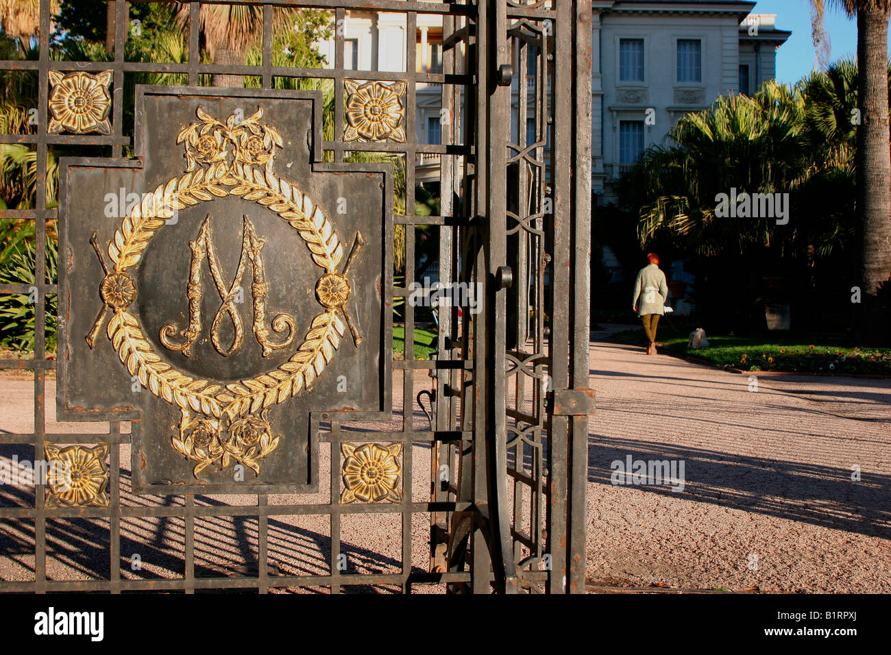 Entrance to the park of Palais Massena museum in Nice, Côte d'Azur, France, Europe Stock Photo