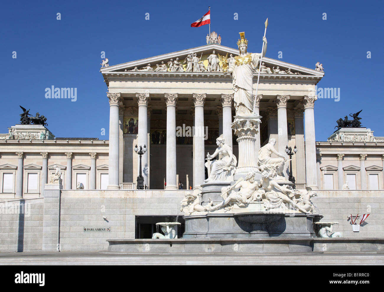 Statue of Athena, Pallas Athene, Parliament, Vienna, Austria, Europe Stock Photo