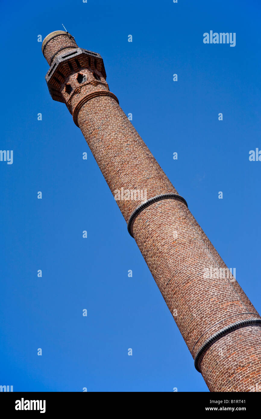 The chimney of Pumphouse Inn. Albert Docks, Liverpool, Merseyside, United Kingdom. Stock Photo