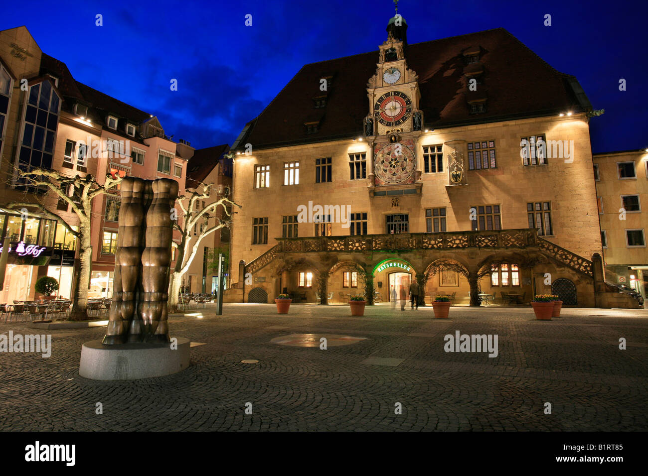 Market Square And Town Hall At Night, Historic Centre Of Heilbronn ...