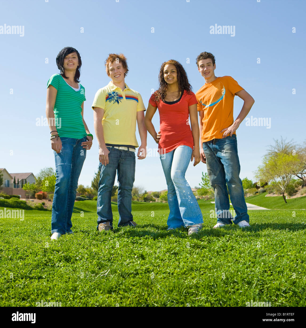 Low angle group teens hi-res stock photography and images - Alamy