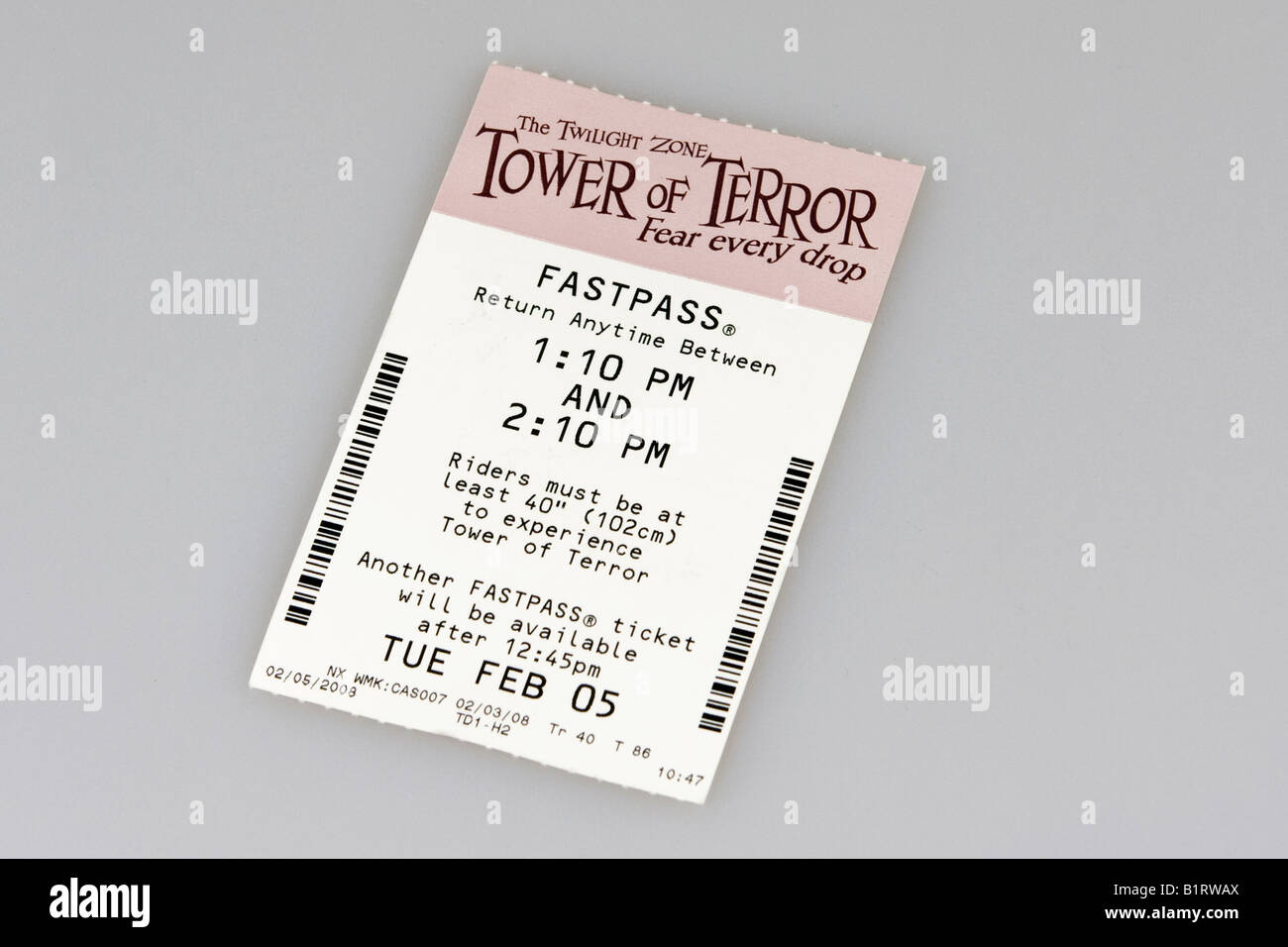 Tower of Terror Fast Pass, MGM World Disney Studios, Orlando, Florida, USA Stock Photo