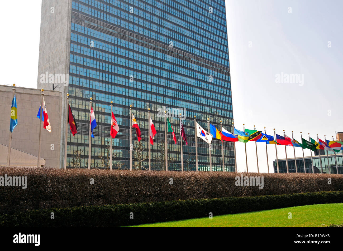 Multistory building of the UN General Secretariat, UN headquarters, Manhattan, New York City, USA Stock Photo