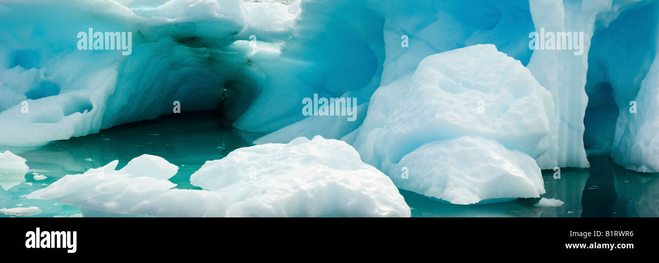 Detail, panoramic view of an iceberg near Narsarsuaq, southern Greenland, Arctic, North America Stock Photo