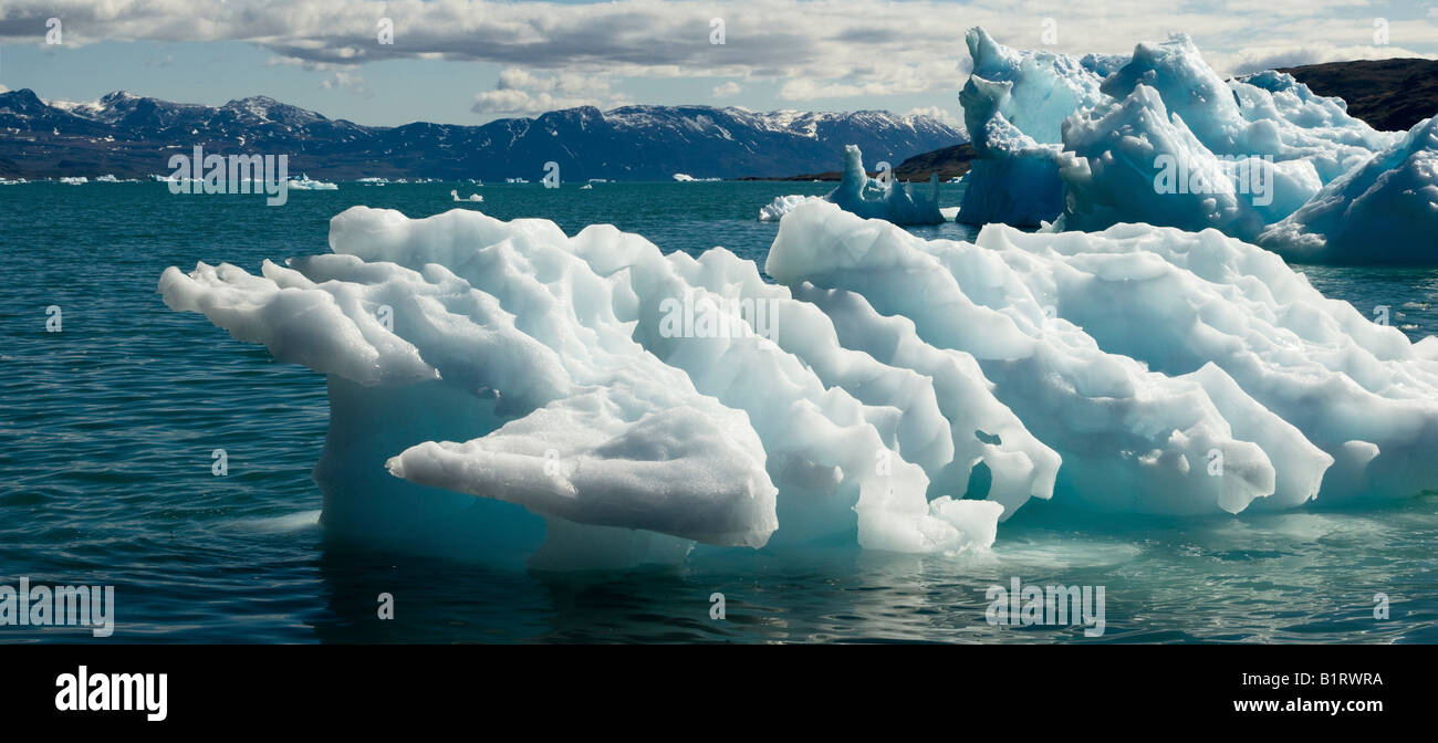 Detail, panoramic view of an iceberg near Narsarsuaq, southern Greenland, Arctic, North America Stock Photo