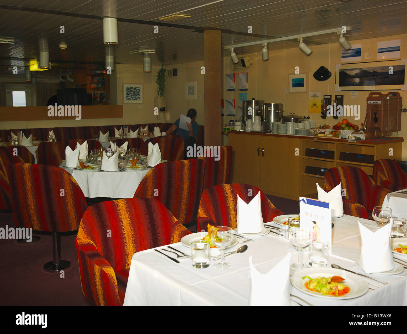 Lounge of the Captain Khlebnikow Icebreaker used as an additional dining room Stock Photo