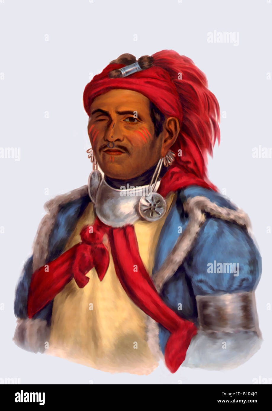 Shawnee Prophet Tenskwatawa, brother of Tecumseh who lost in eye in a childhood accident Stock Photo