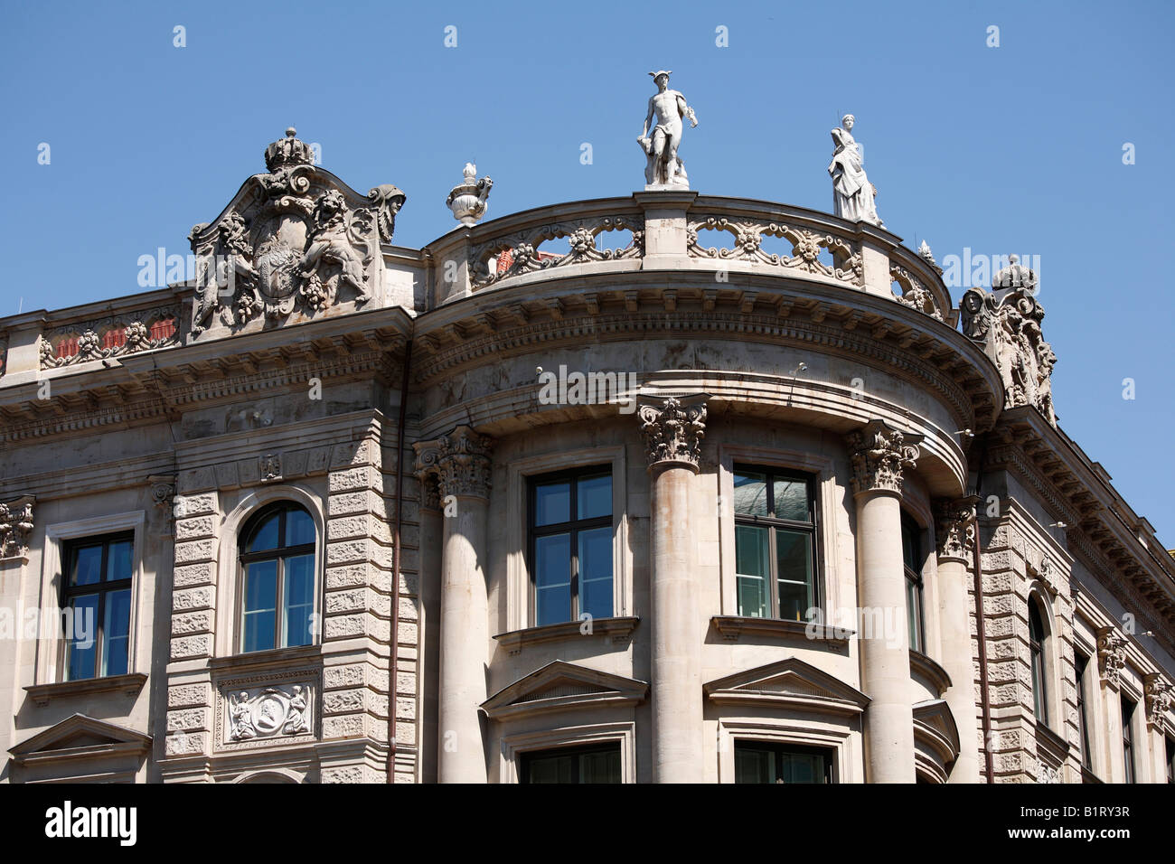 Former Koeniglich Bayerische Bank and Bayerische Staatsbank, former royal bavarian bank and state bank, Kardinal-Faulhaber-Stra Stock Photo