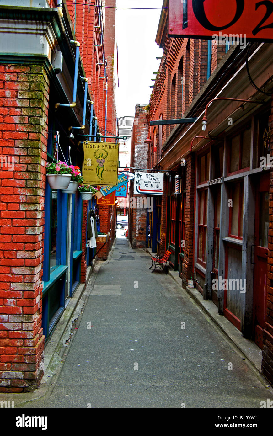 Fan Tan Alley Victoria BC with its commercial shops Stock Photo Alamy