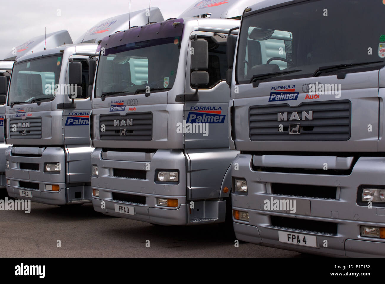 Formula Palmer Audi Transporter Truck Cab Units Parked Up In Paddock Stock Photo Alamy