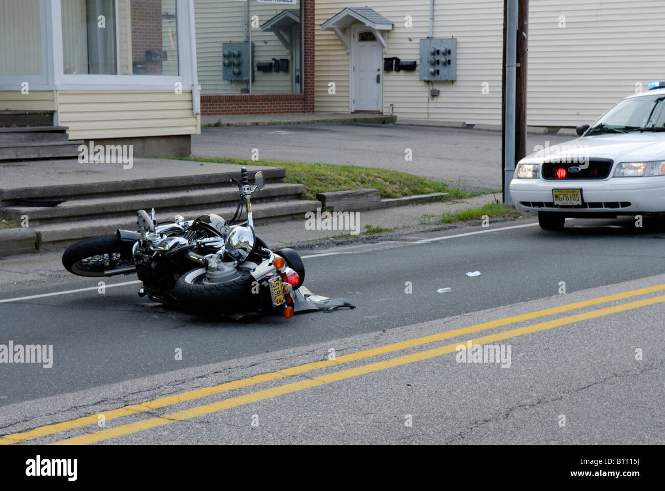 Motorcycle accident Stock Photo