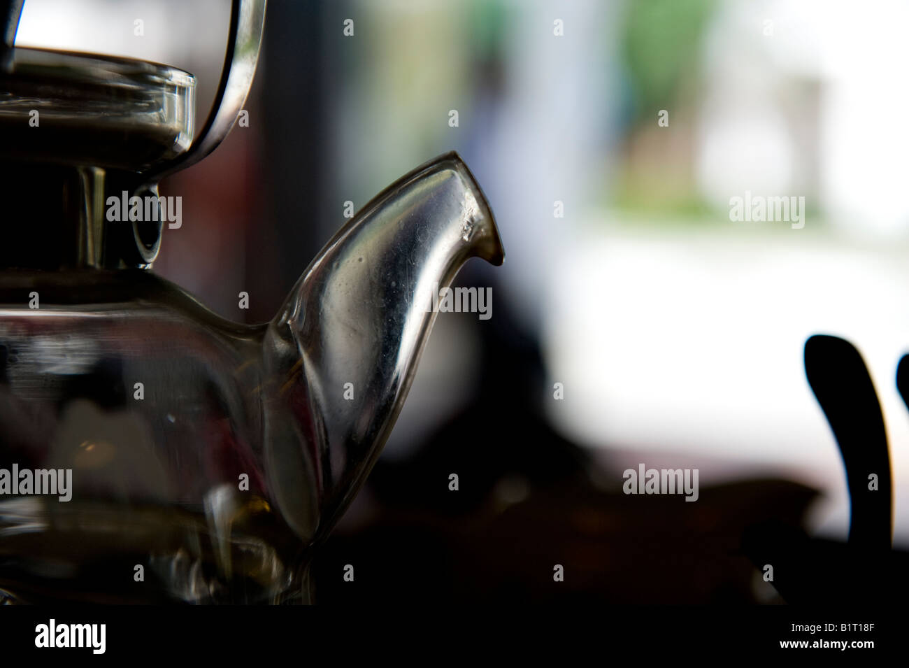 Teapot for water boiling at a tea house in Singapore s chinatown Stock
