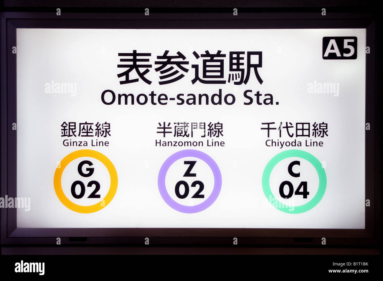 Omotesando Subway Sign Tokyo Japan Stock Photo
