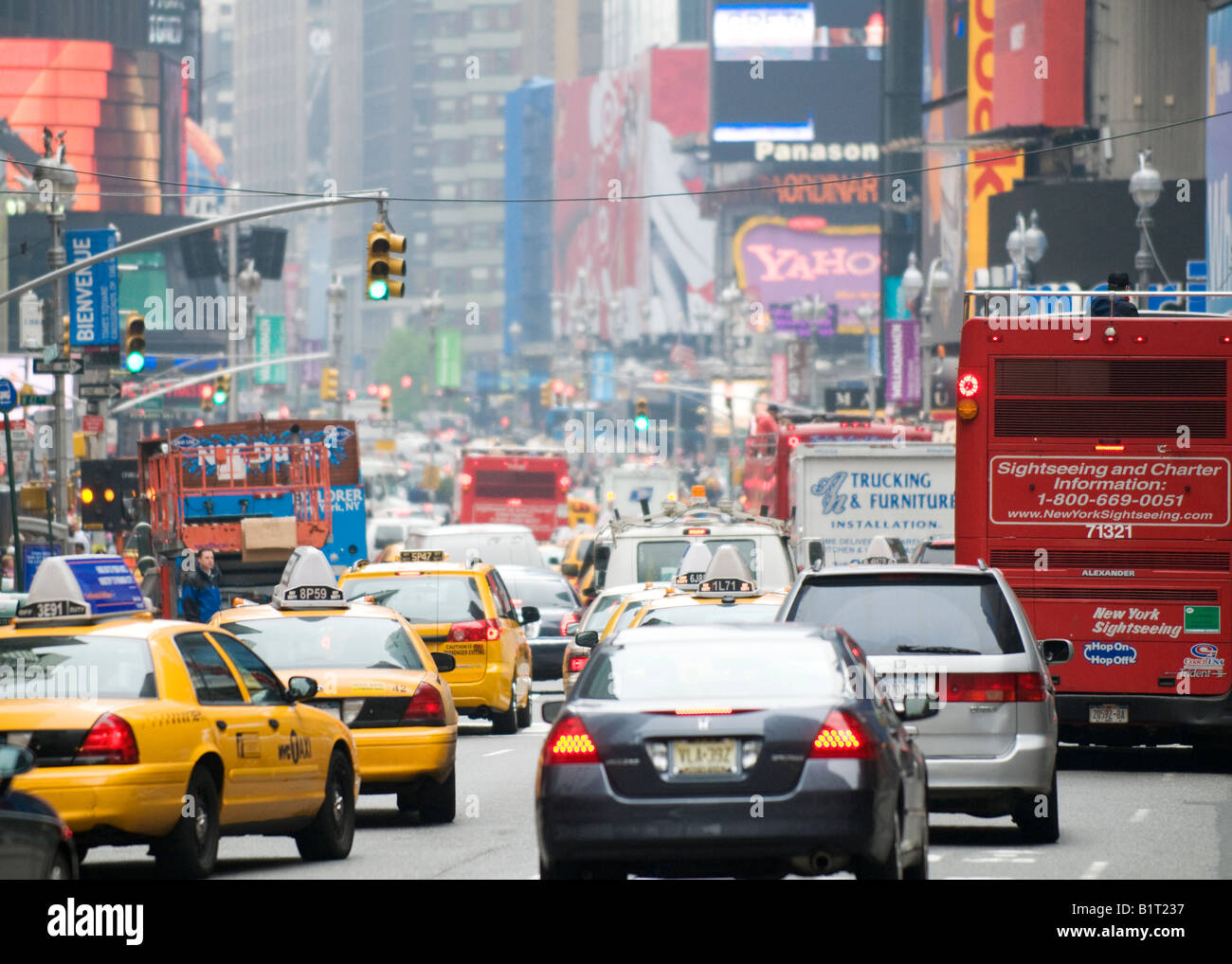 Times Square rush hour traffic Stock Photo