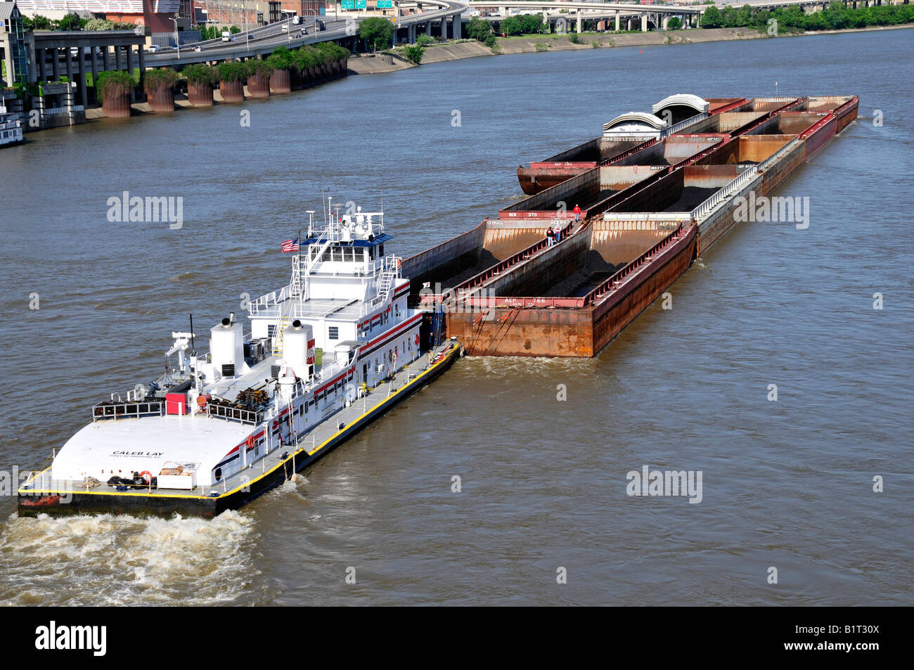 Coal Barge on the Ohio River at Louisville Kentucky KY Stock Photo Alamy