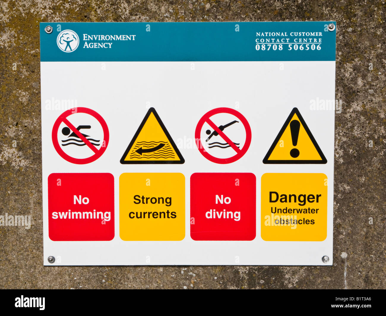 Environment Agency water information warning sign Stock Photo Alamy