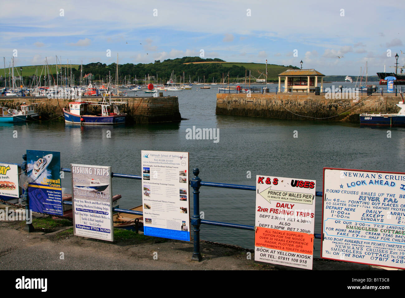 day trip signs falmouth town centre harbour boats cornwall england uk ...