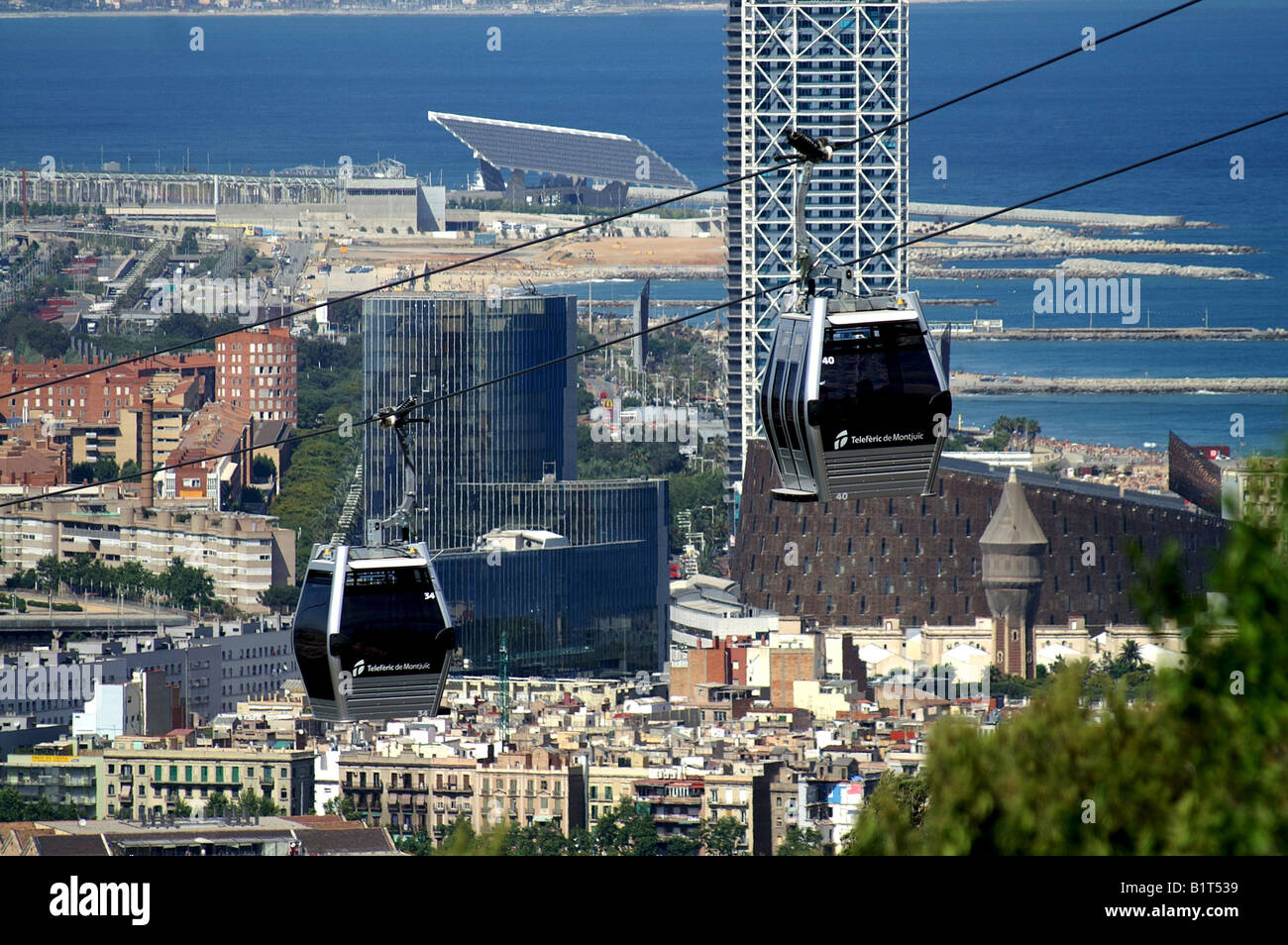 Cable car to Castle de Montjuic Barcelona Catalonia Stock Photo - Alamy