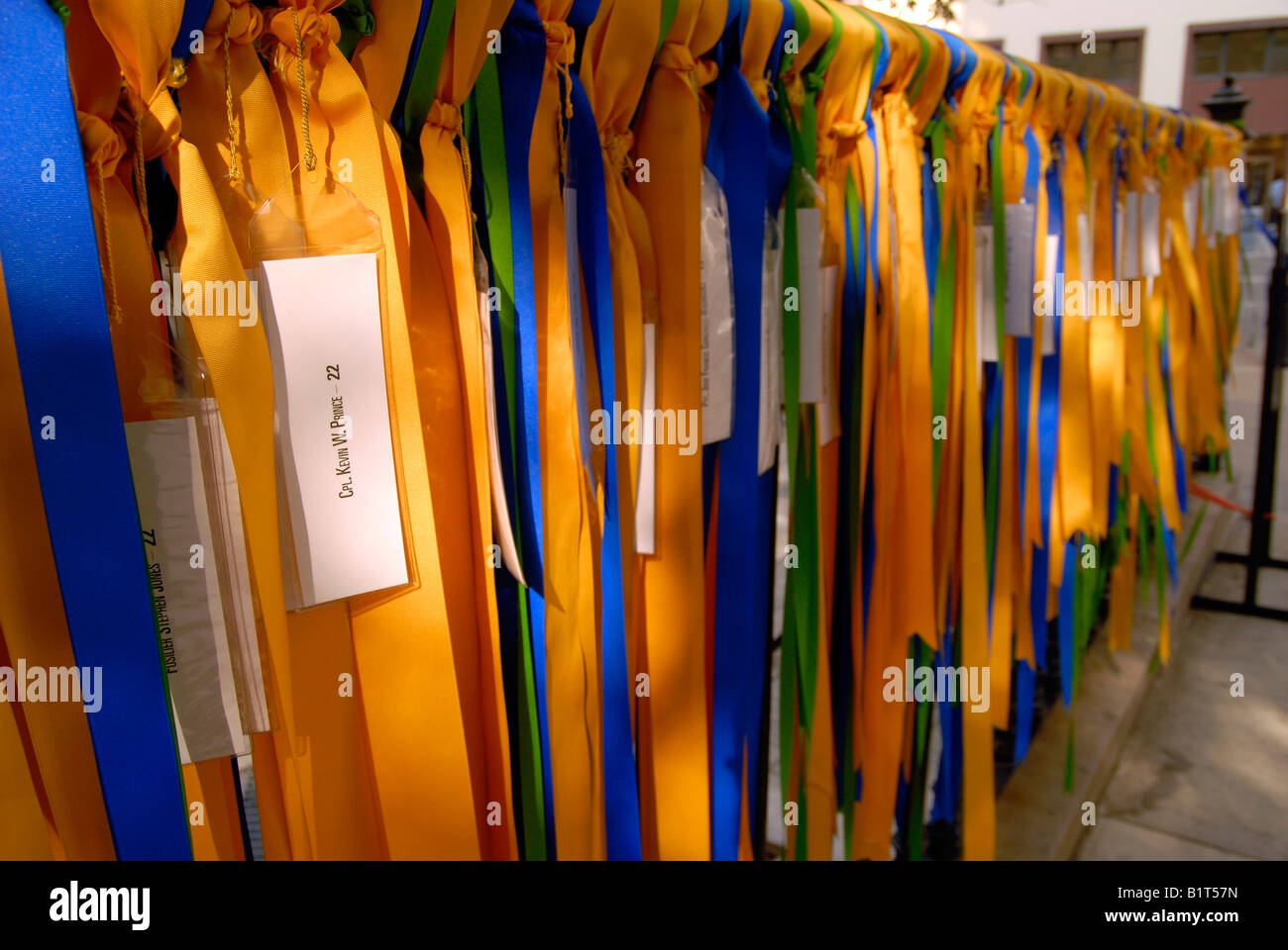Yellow ribbons strung on the Marble Collegiate Church to commemorate US soldiers and Iraqi