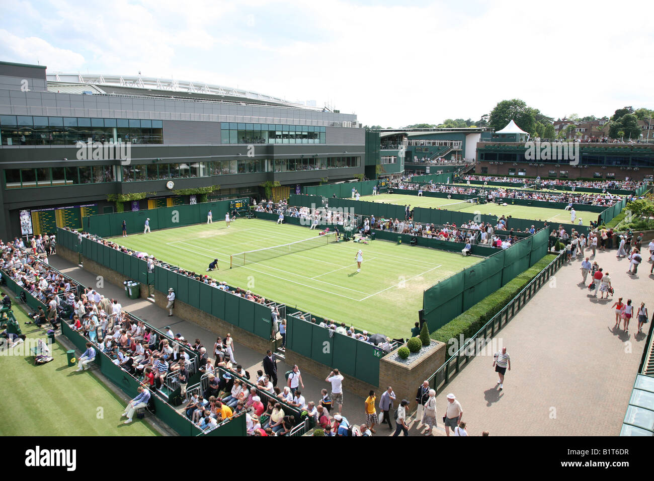 Wimbledon tennis championships people watching the outside courts Stock Photo
