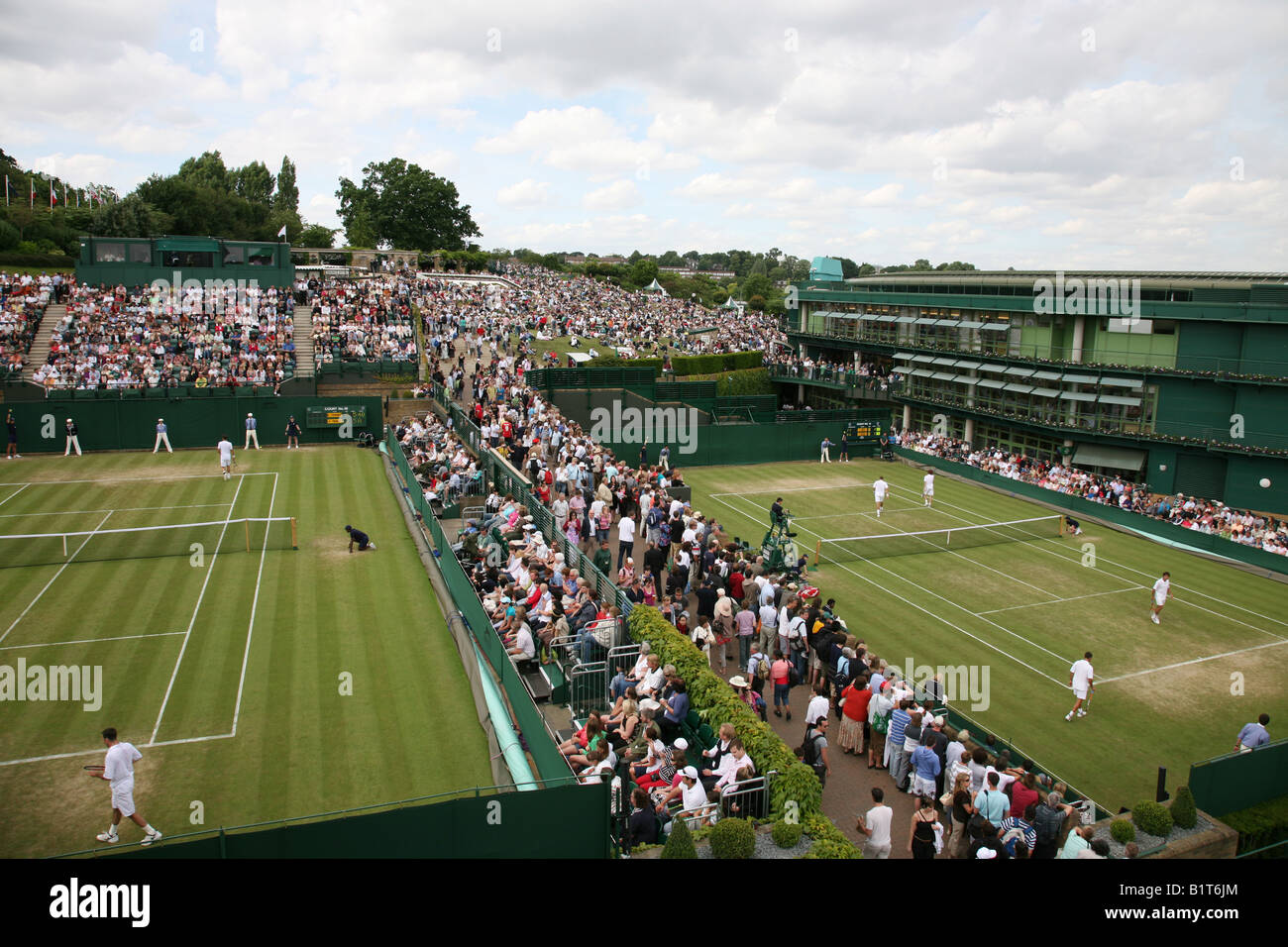 The outside courts at Wimbledon Tennis Championships 2008 Stock Photo