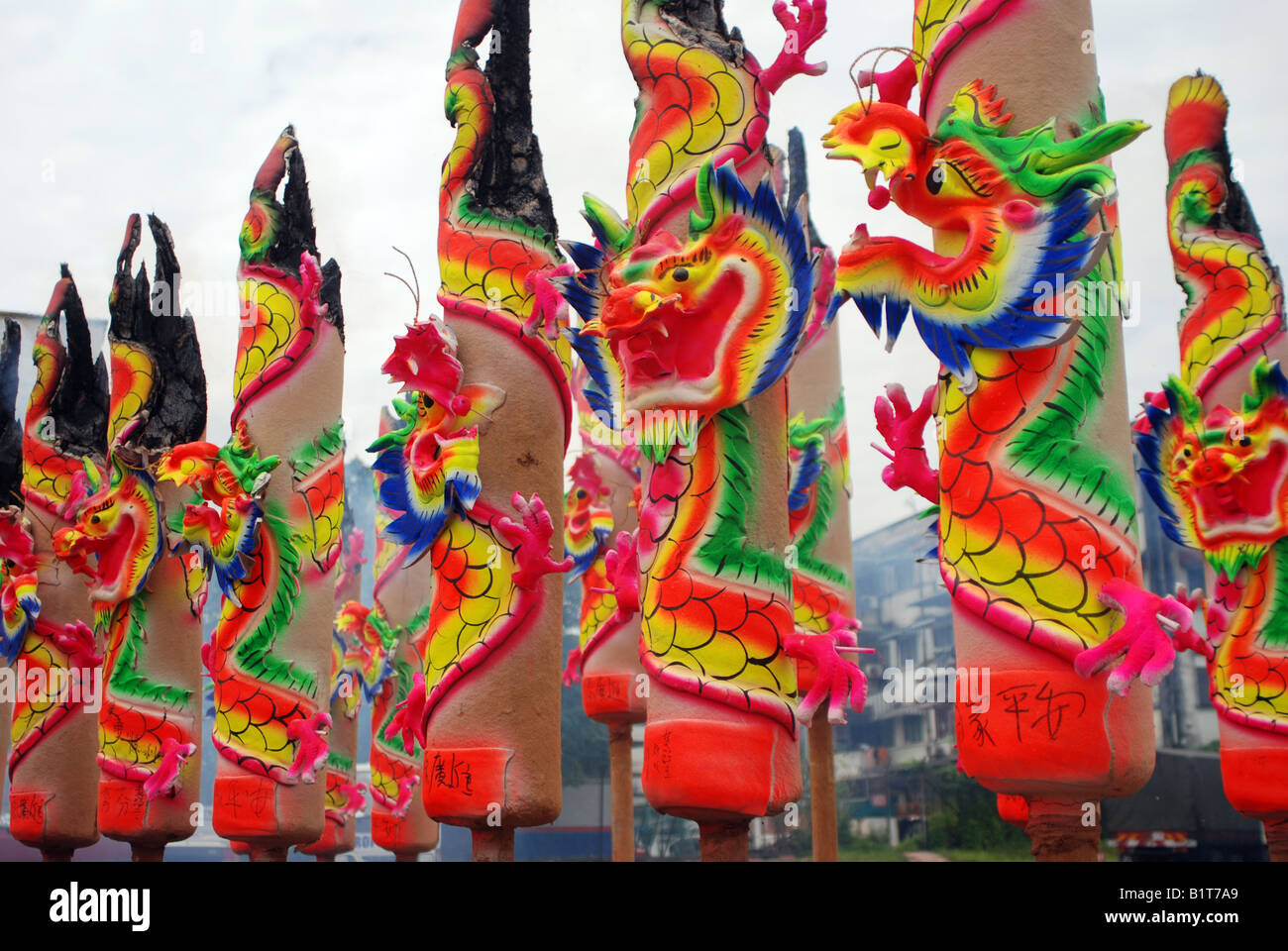 Giant incense sticks with dragon motif Stock Photo Alamy