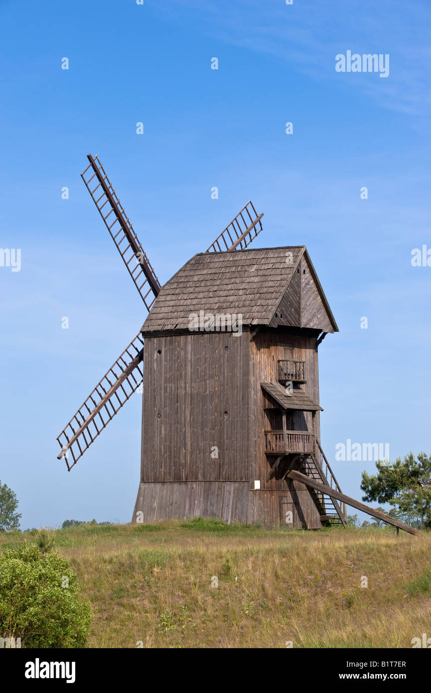 Wooden windmills near Poznan Poland Stock Photo Alamy