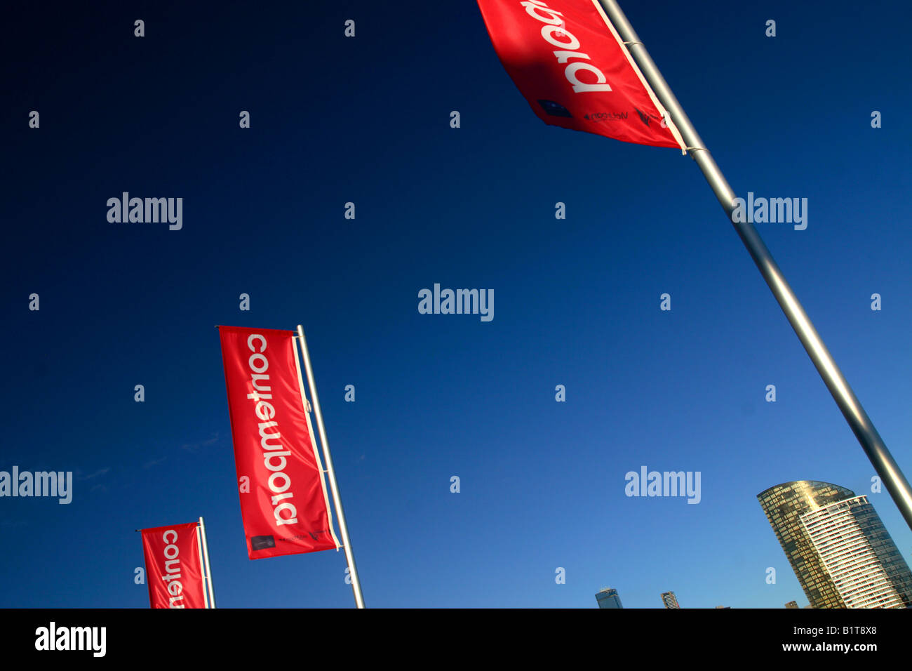 Flags in Melbourne Harbour Stock Photo Alamy