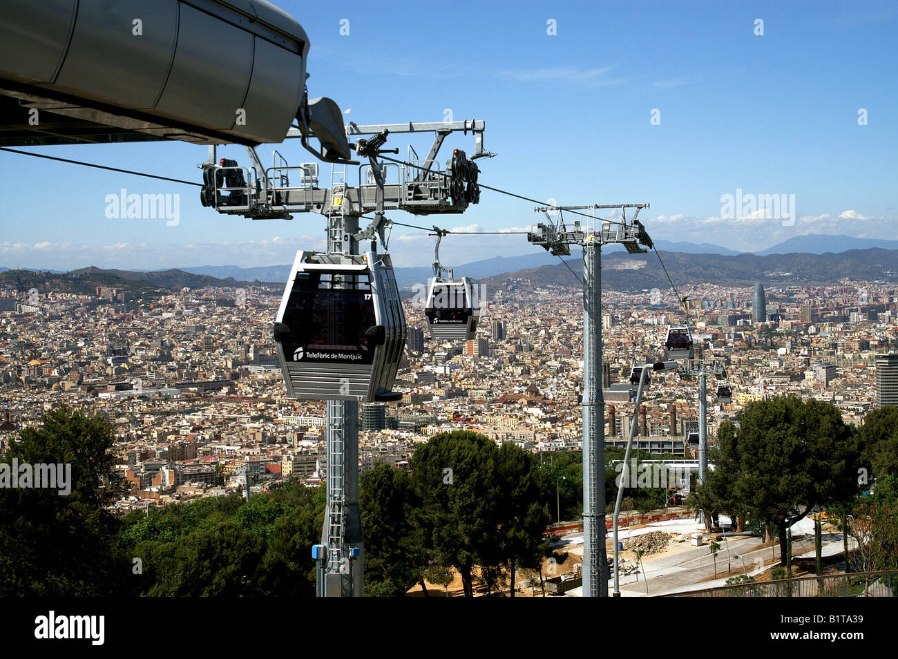 Cable car to Castle de Montjuic Barcelona Catalonia Stock Photo - Alamy