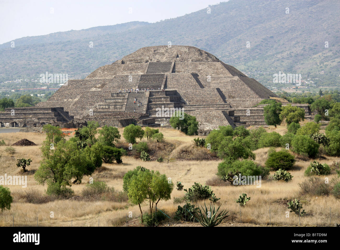The Pyramid of the Moon from the Pyramid of the Sun, Teotihuacan, Mexico Stock Photo
