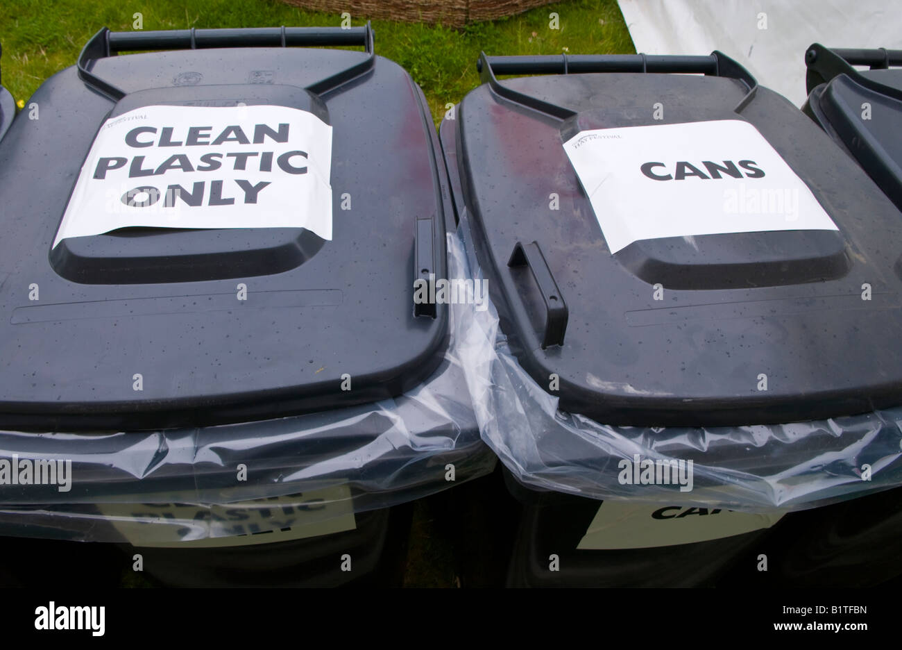 Waste recycling bins at The Guardian Hay Festival 2008 Hay on Wye Powys