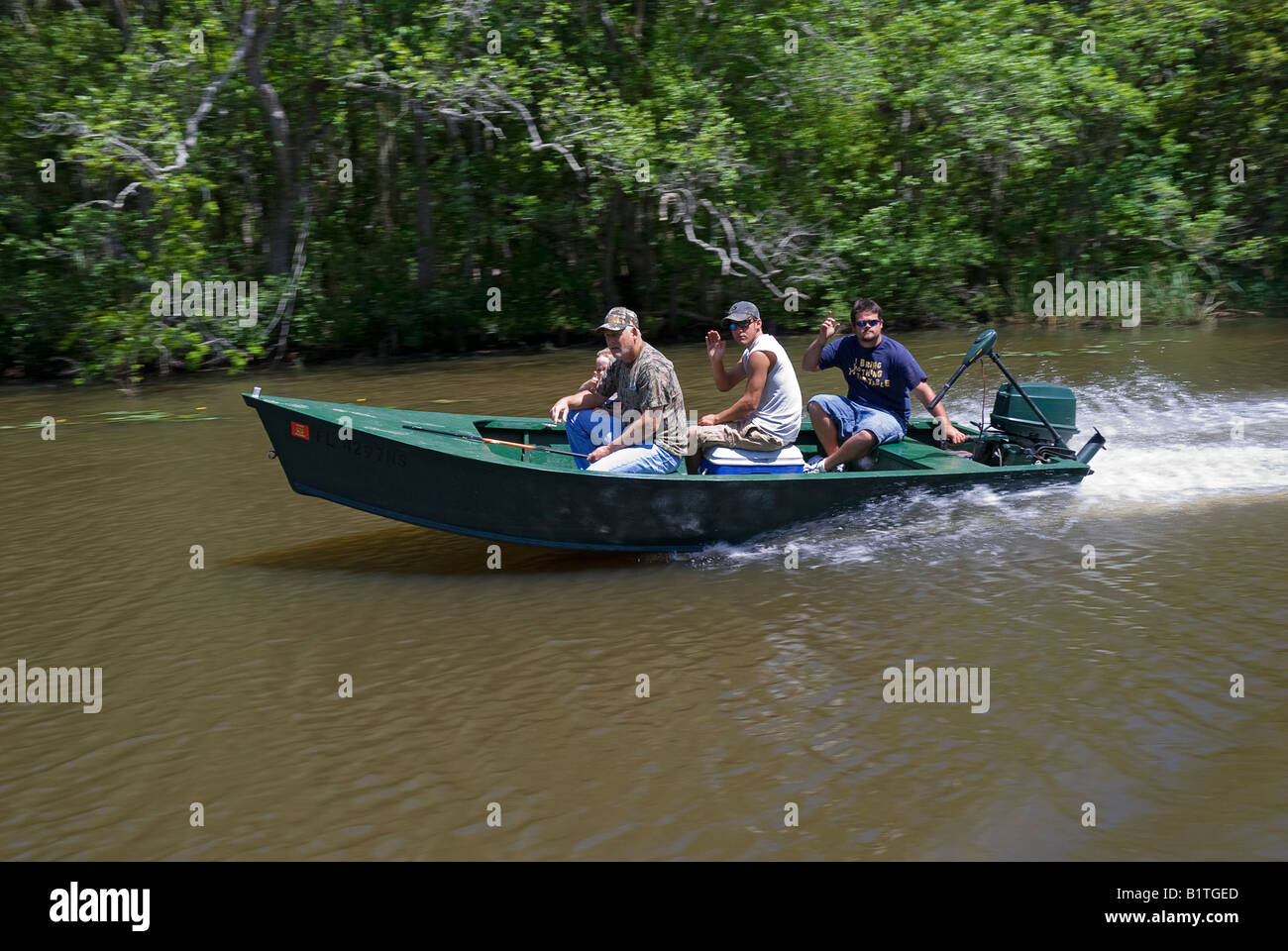 boating on the Apalachicola River near Apalachicola Florida Stock Photo