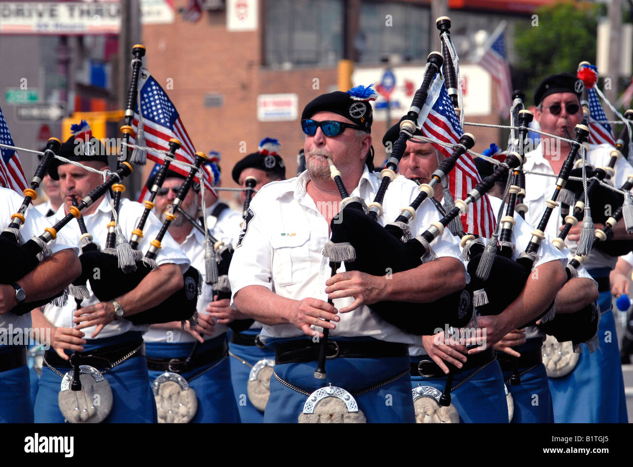 Pipers at the Little Neck Memorial Day Parade in Douglaston commemorate