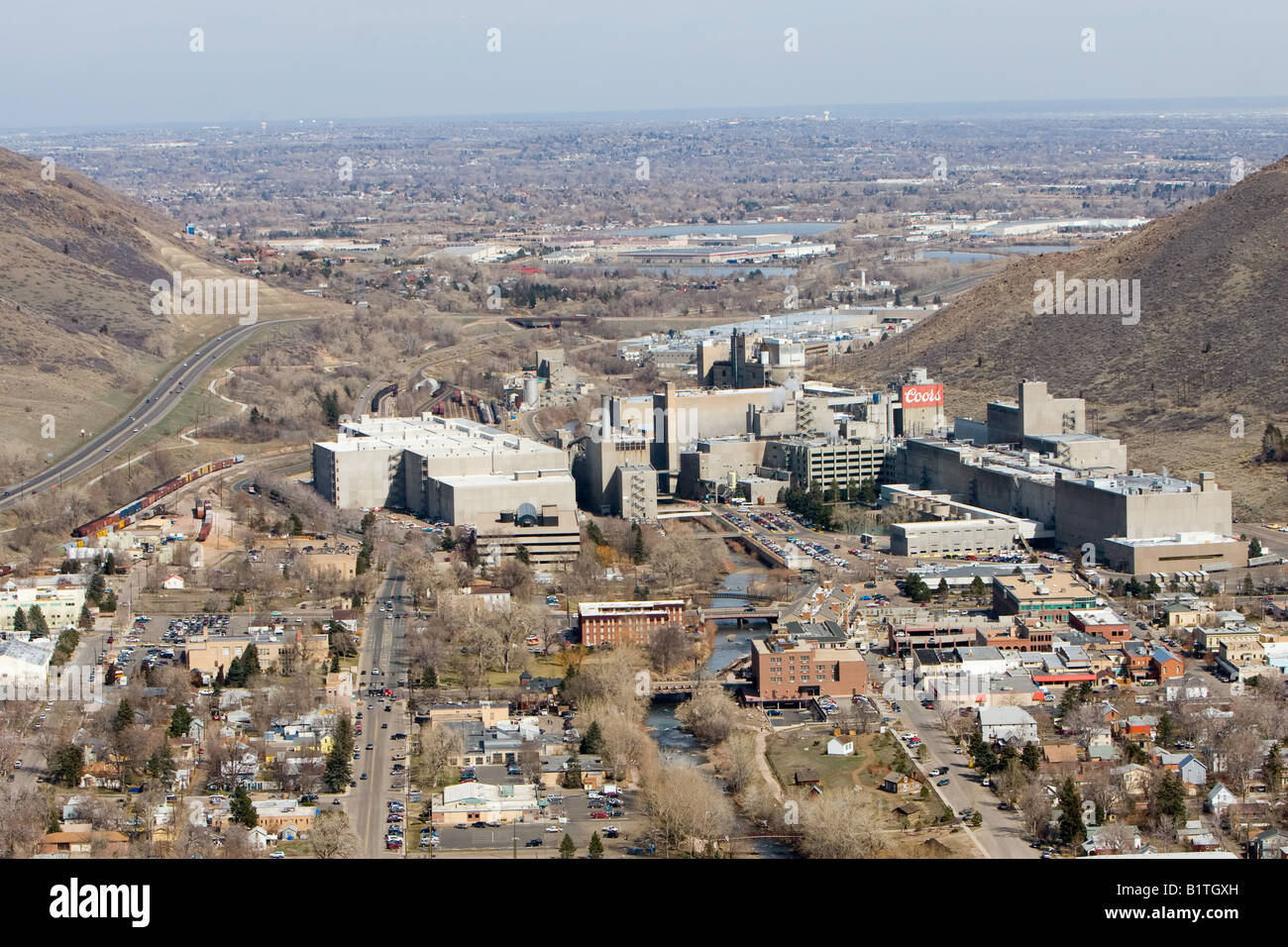 The Coors Brewing Company in Golden, CO, seen from the surrounding  mountains Stock Photo - Alamy
