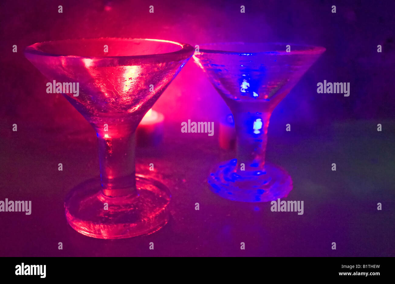 Martini glasses made of carved ice in Aurora Ice Museum at Chena Hot