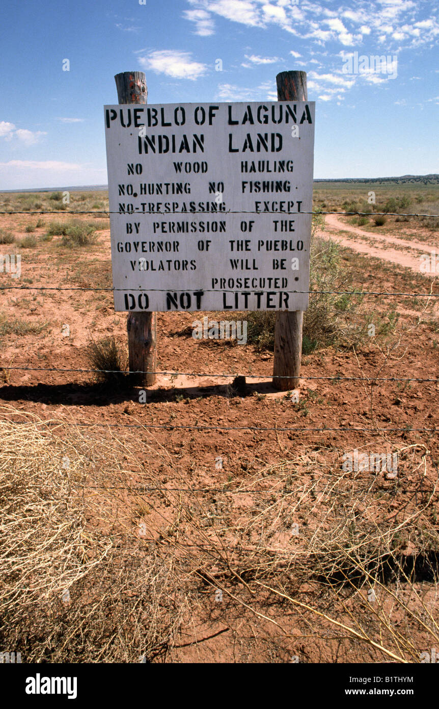 Sign posted on Laguna Indian reservation, New Mexico Stock Photo Alamy