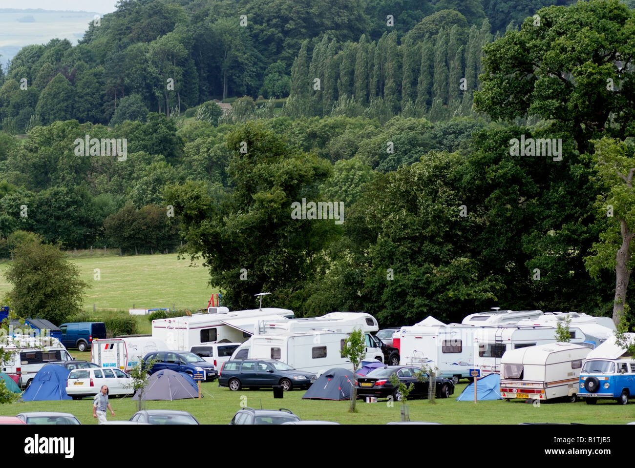 Camping and caravanning in the Cotswolds England UK Stock Photo