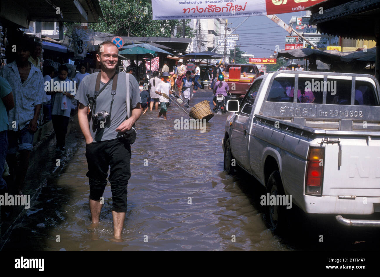 thailand mahachai Samut Sakhon flood scene Stock Photo