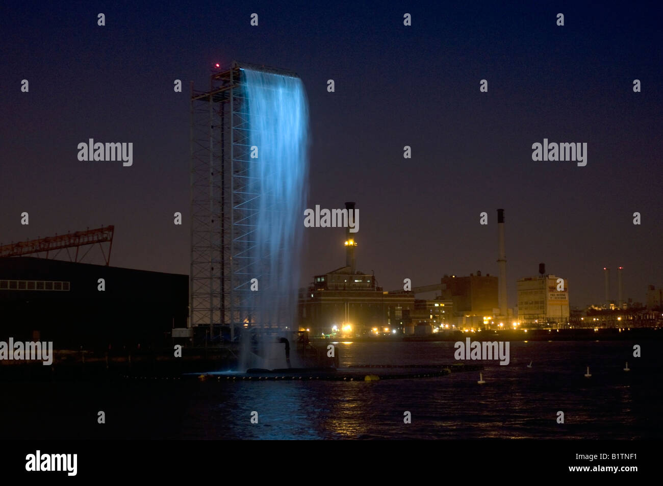 The New York City Waterfalls by artist Olafur Eliasson at Corlears Hook on the East River Stacy Walsh Rosenstock Stock Photo