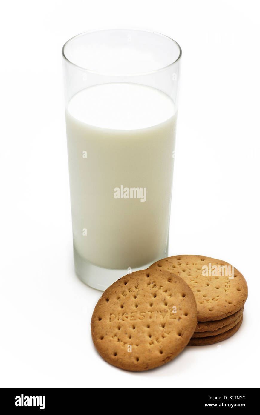 Digestive Biscuits and Glass of Milk Stock Photo Alamy