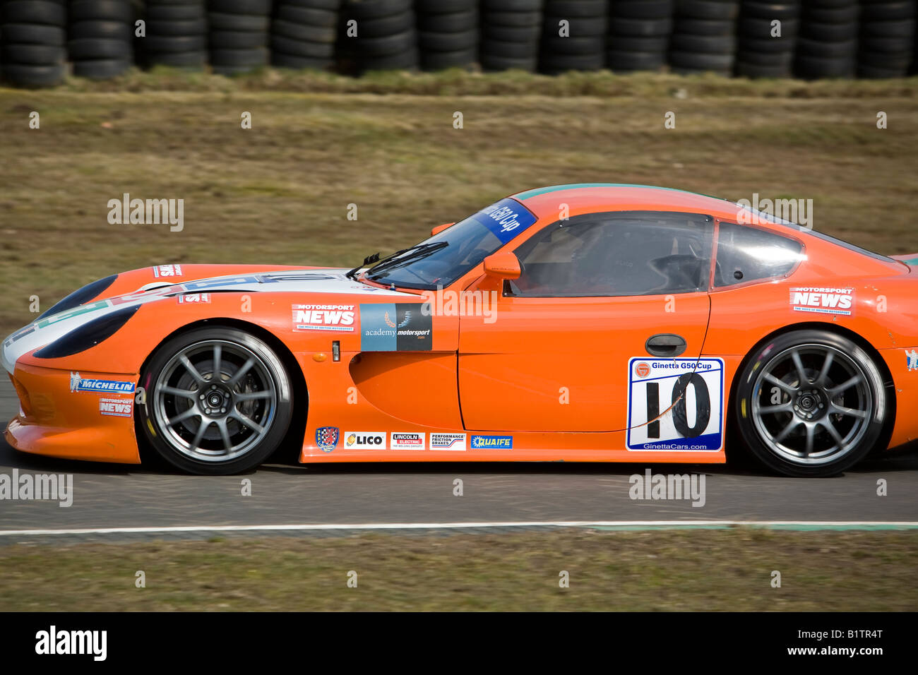 Tom Sharp driving GT4 spec at Ginetta G50 Cup race 2008 Knockhill Fife ...