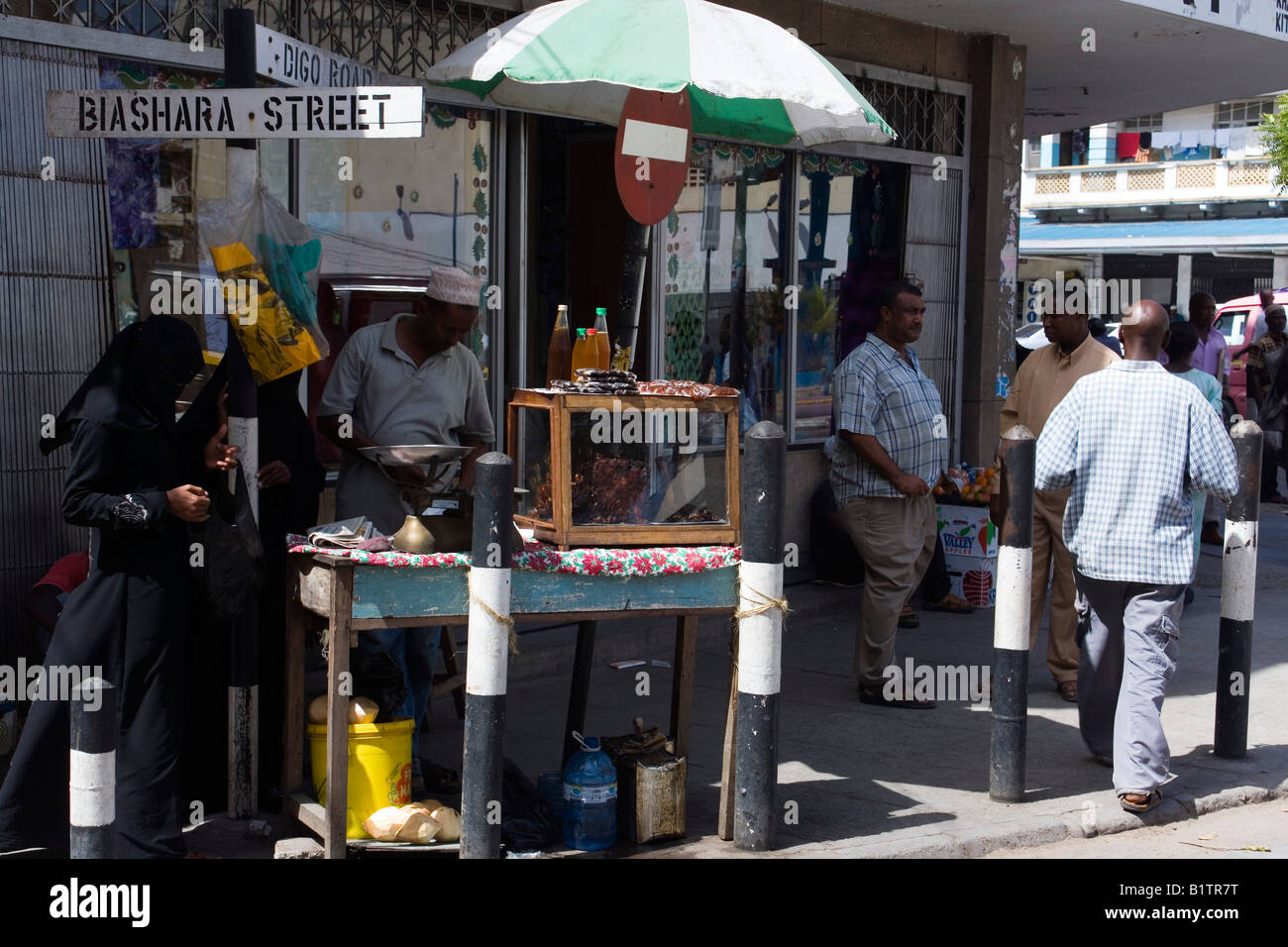 Food stall on market Mombasa Kenya Stock Photo Alamy